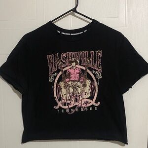 Nashville Graphic Crop Top in Black by Organic Generation